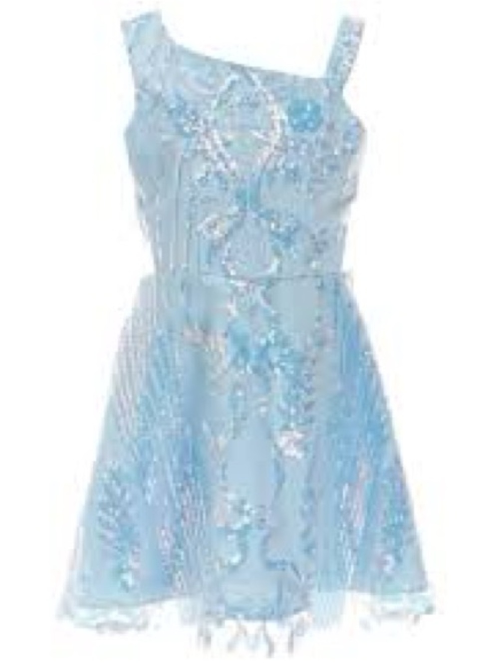 Rare Editions Light Blue Embroidered Sequin Girls' Formal Dress